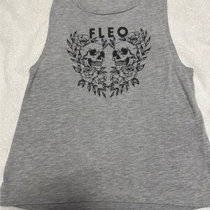 Fleo Gray and Black Skull Graphic Tank Top